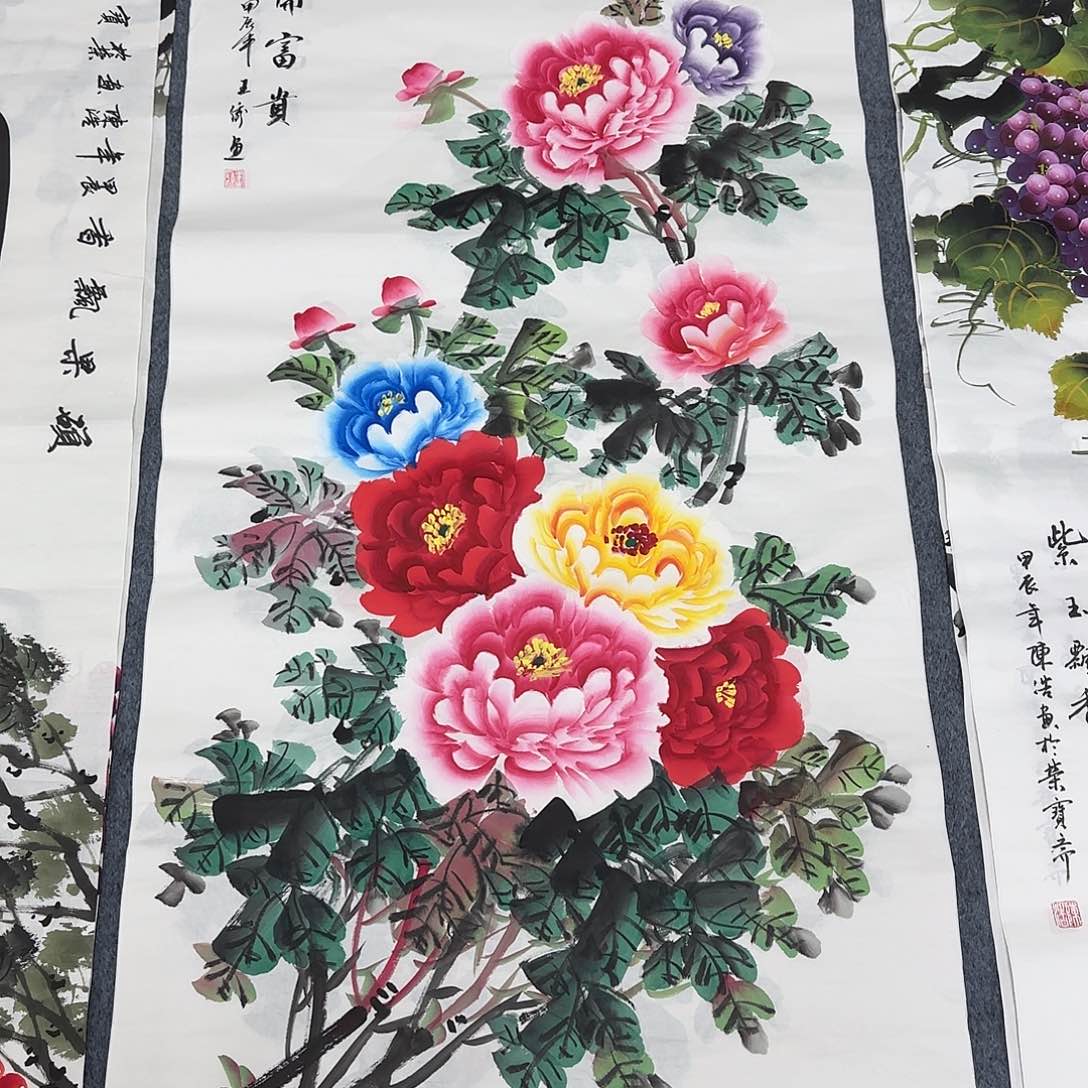 国画尺寸70X138手绘作品 