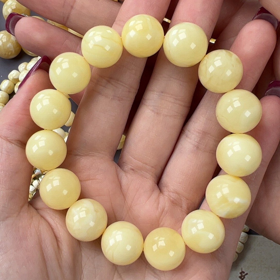 琥珀手链未镶嵌24.44浓蜡