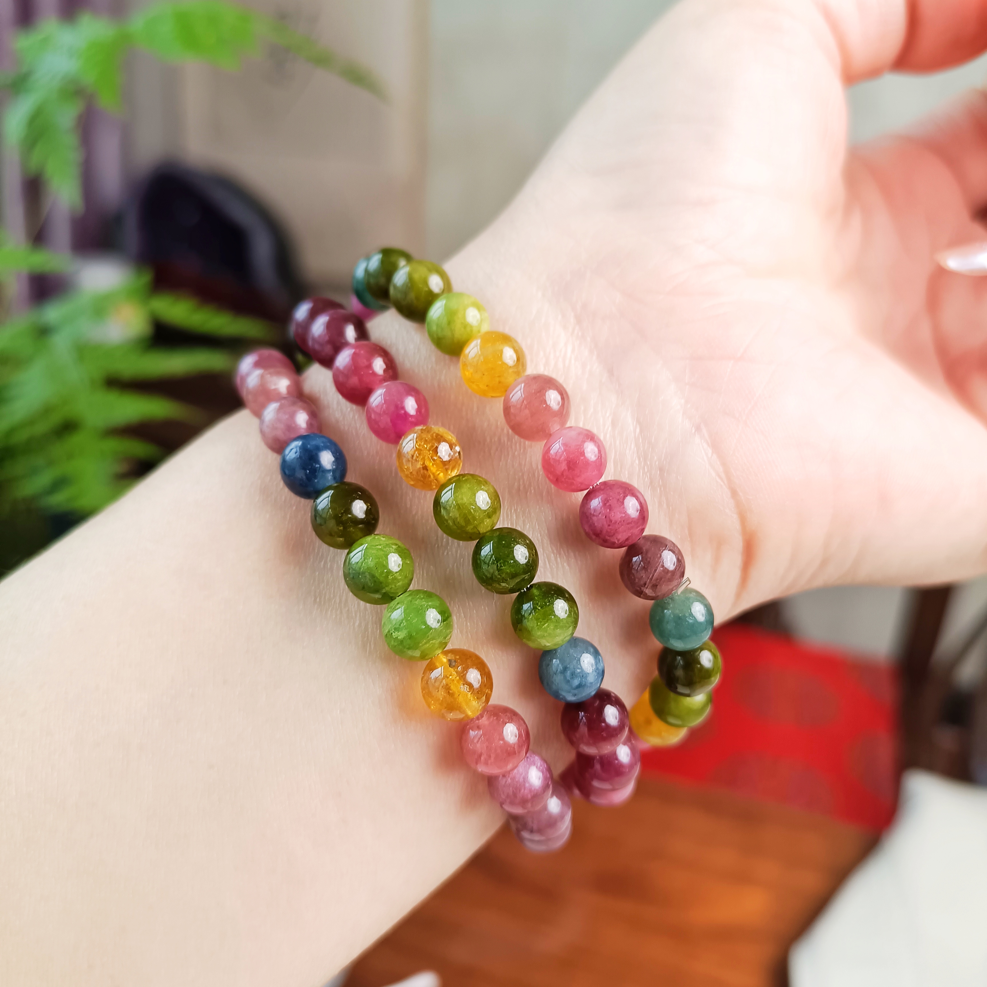 天然碧玺单圈手串人鱼色时尚百搭（多样性发其一）