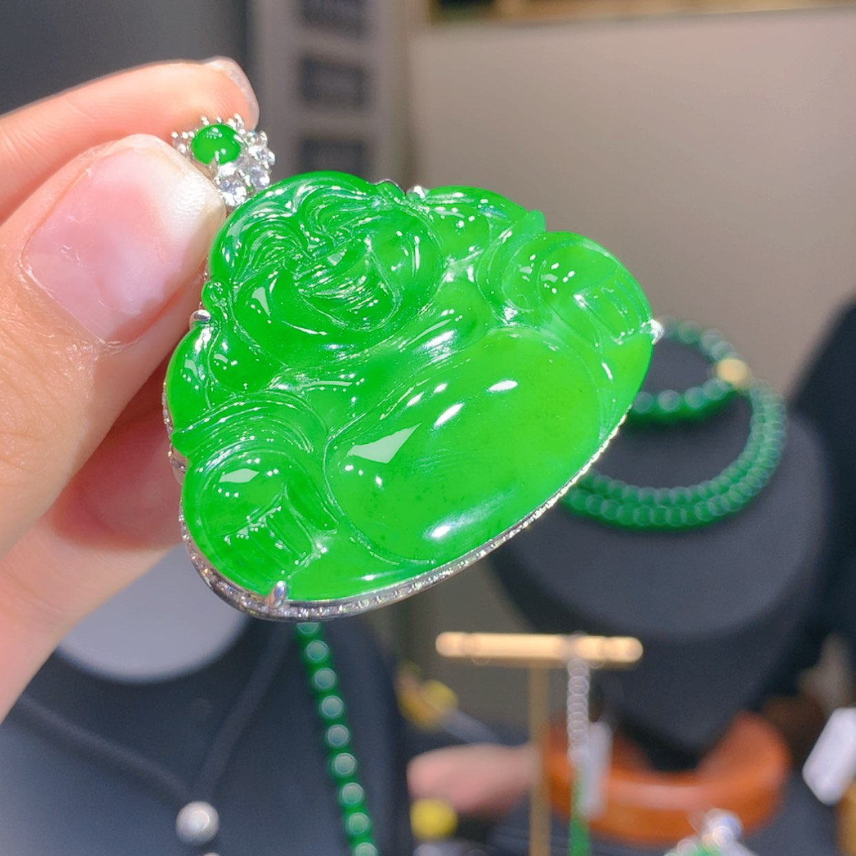 【闪购商品】翡翠颈饰银S925镶嵌5柒姐