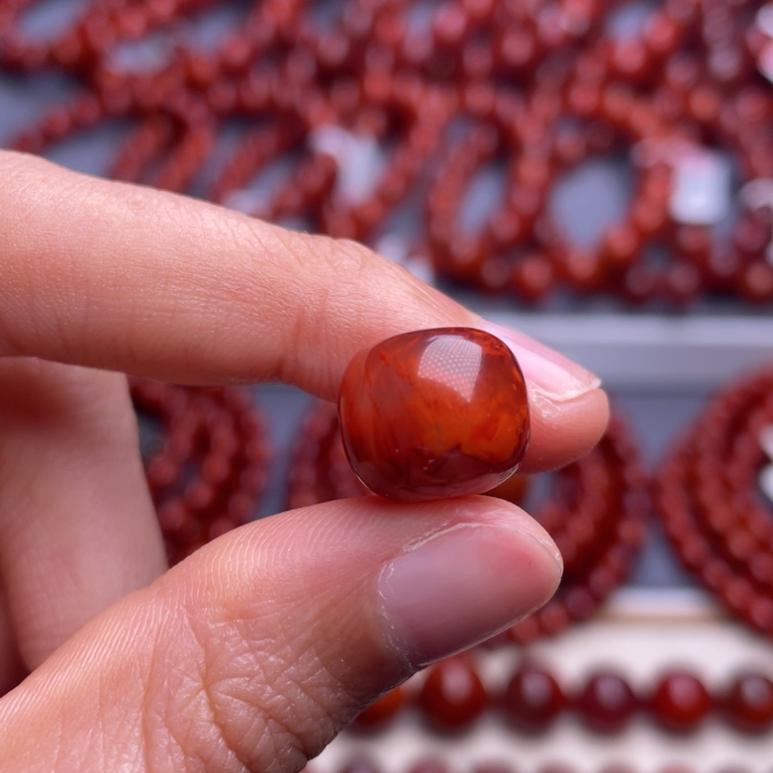星***～南红玛瑙未镶嵌其他（原矿）12.8mm高品瓦西火焰纹老型珠