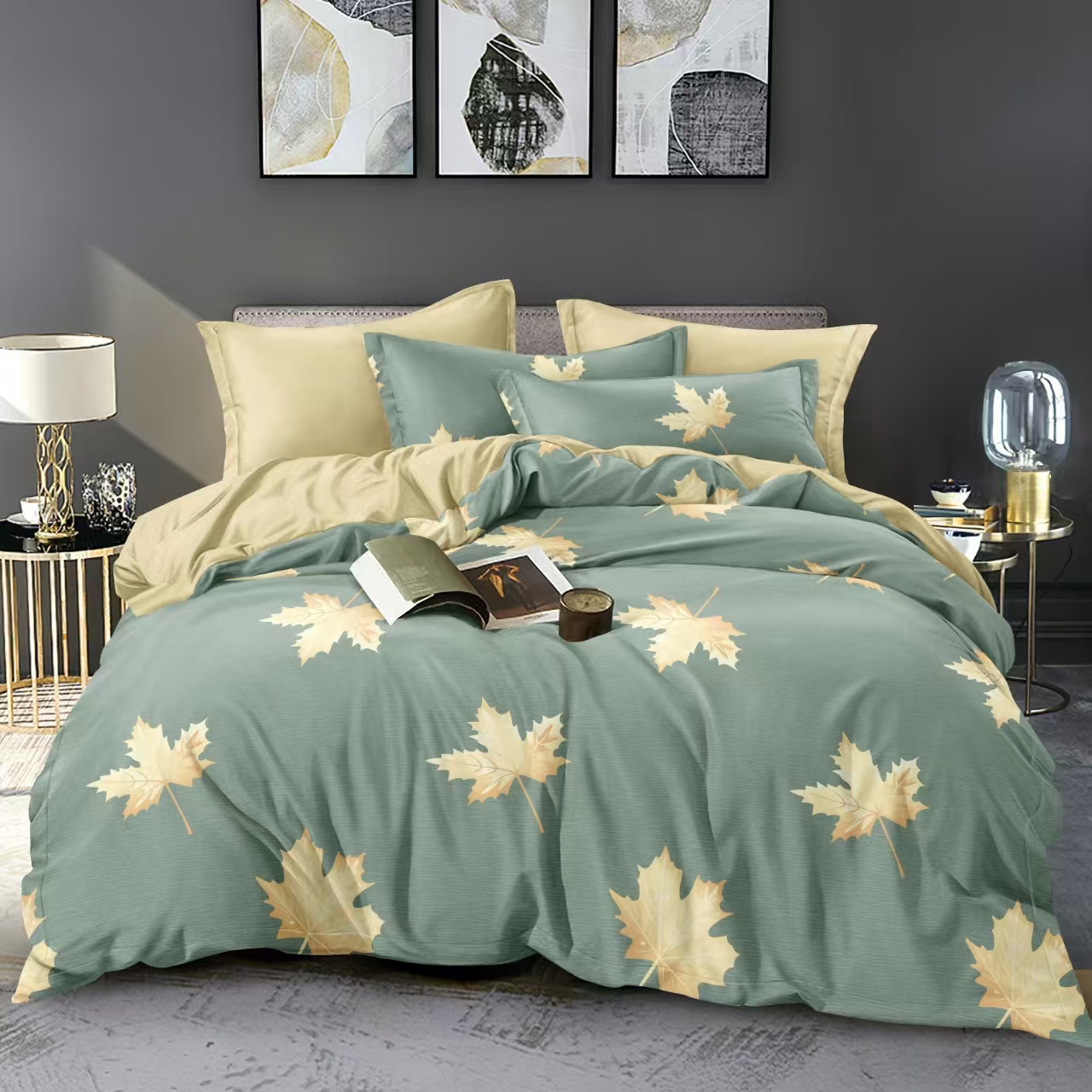 柔软透气轻奢被罩被套-枫叶飘舞JS