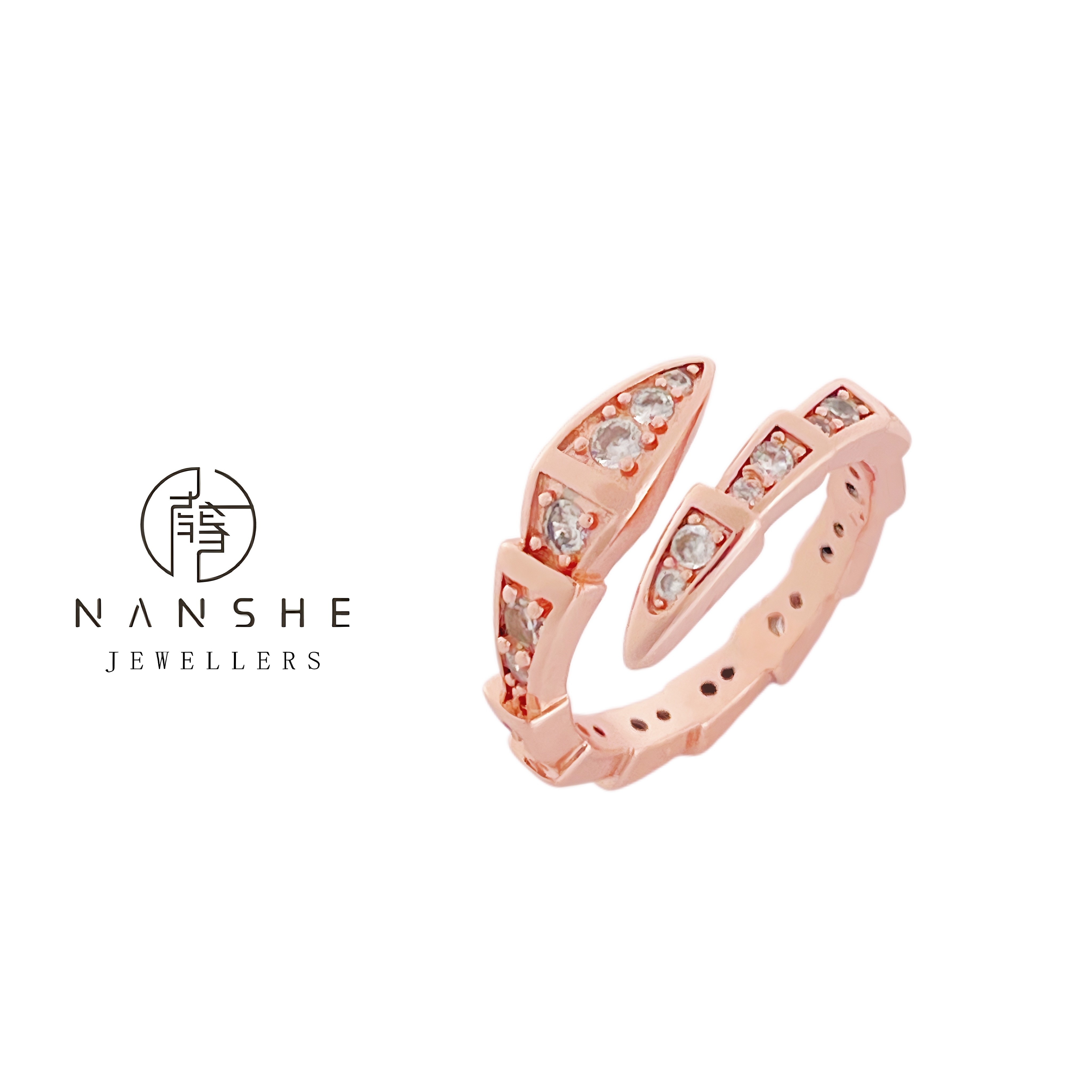 NANSHE/南奢 玫瑰金色气质灵蛇戒指时尚个性百搭轻奢 L888
