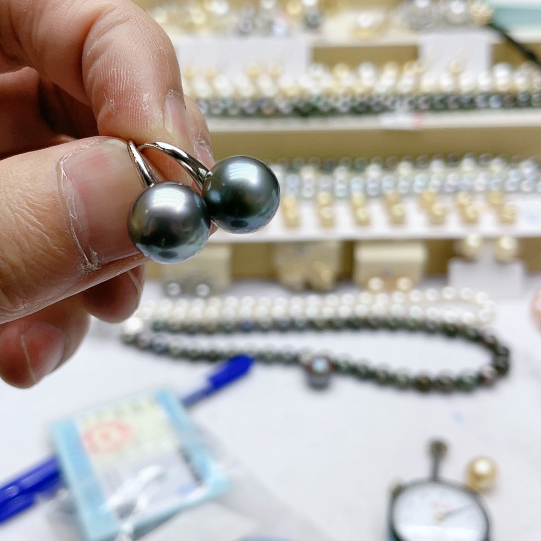 海水珍珠耳饰银S925镶嵌