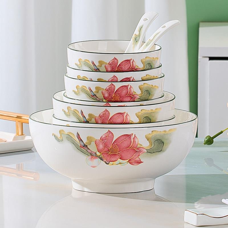 优尊陶瓷碗盘碟新款中式健康釉中彩餐具加厚防烫碗碟家用饭碗单个