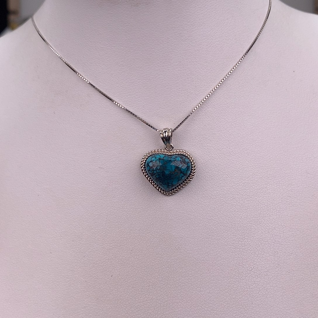 绿松石银S925镶嵌颈饰