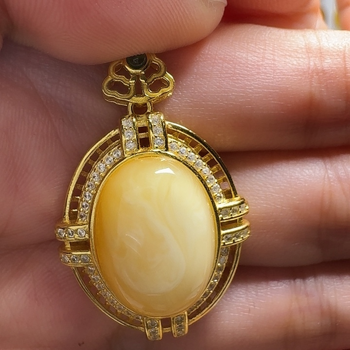 蜜蜡银S925镶嵌吊坠(不含链)吊坠