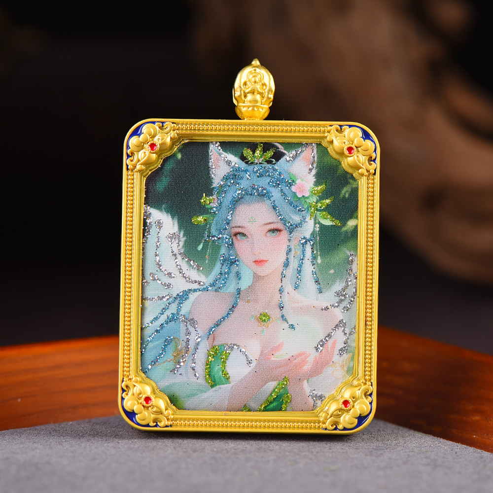 【定制款下单备注编号】双面唐卡黄财神黑财神扎基唐卡吊坠项链