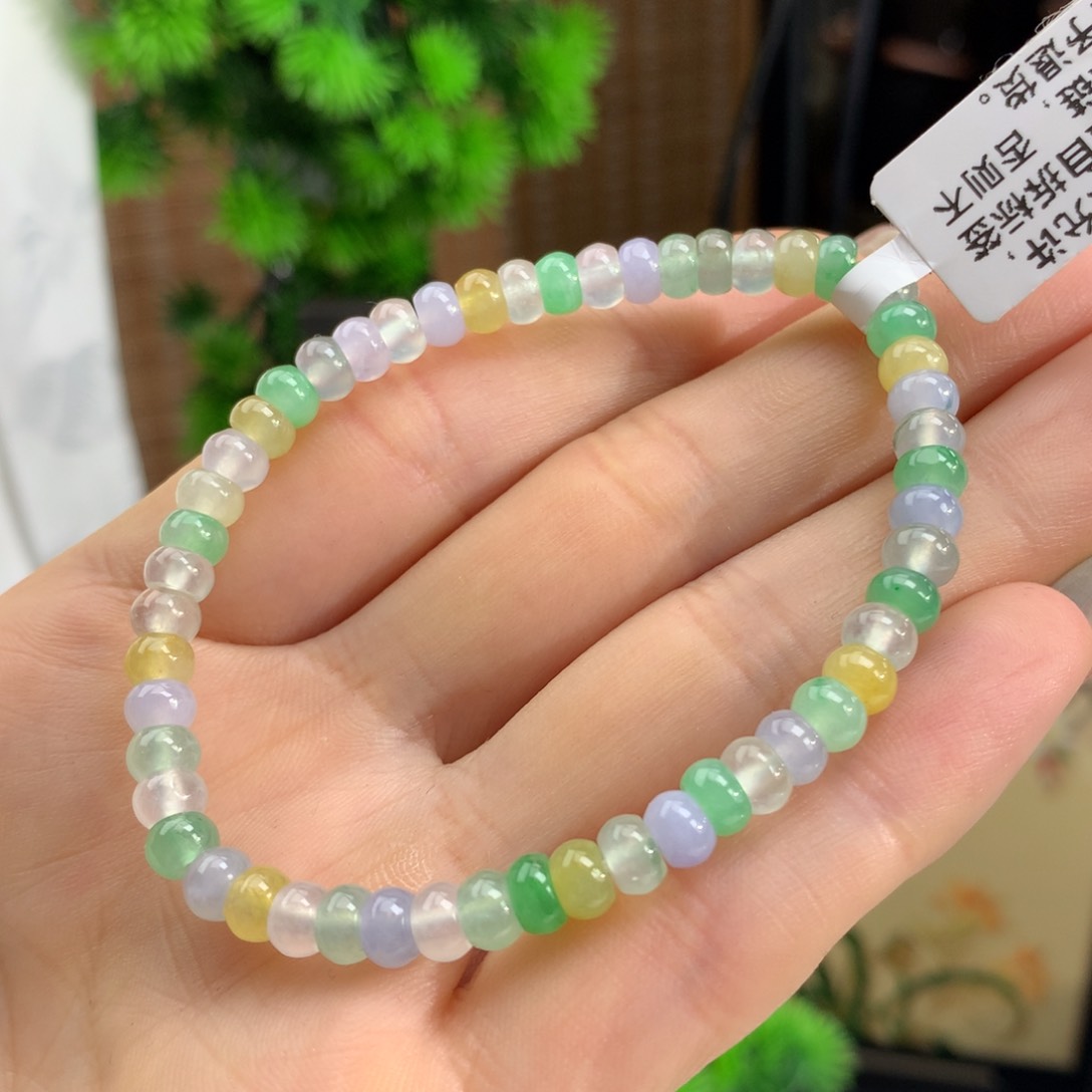 翡翠手链未镶嵌冰胶多宝算盘手链卡5.4m m