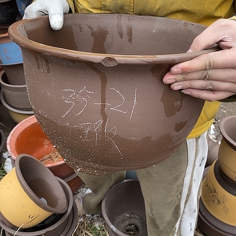 紫砂中国宜兴紫砂花盆，