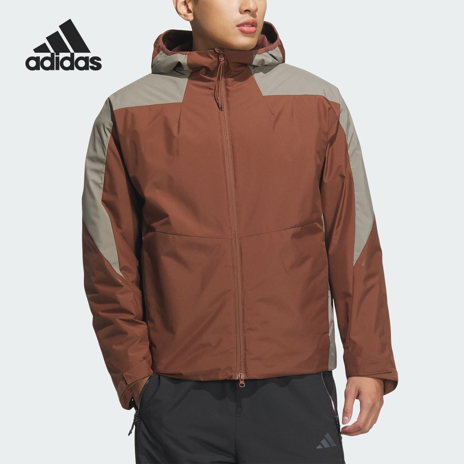 Adidas/阿迪达斯正品秋冬新款男士梭织拼接加绒外套JZ8414