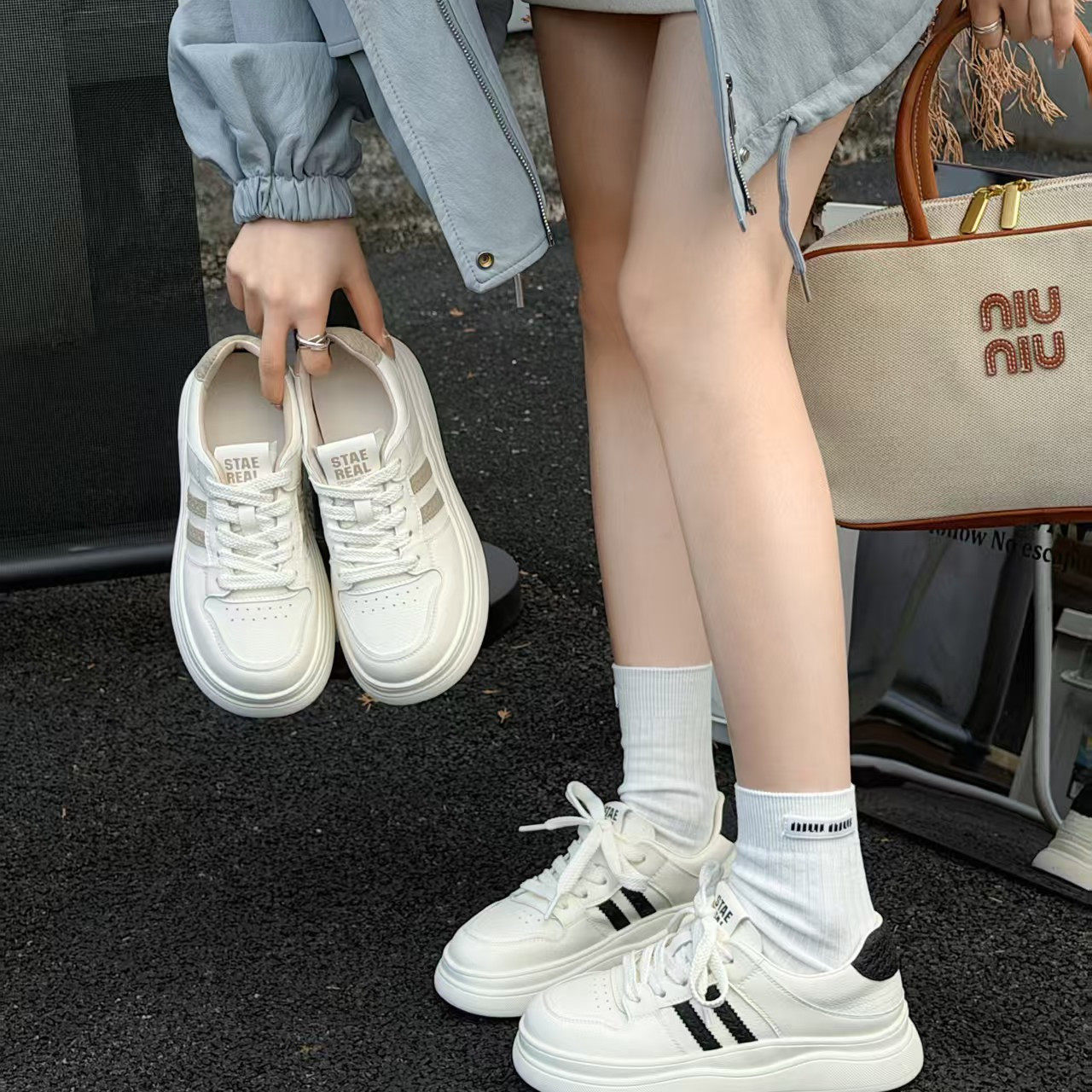 2026年春季新款小白鞋时尚舒适休闲鞋板鞋百搭运动女鞋休闲鞋7187