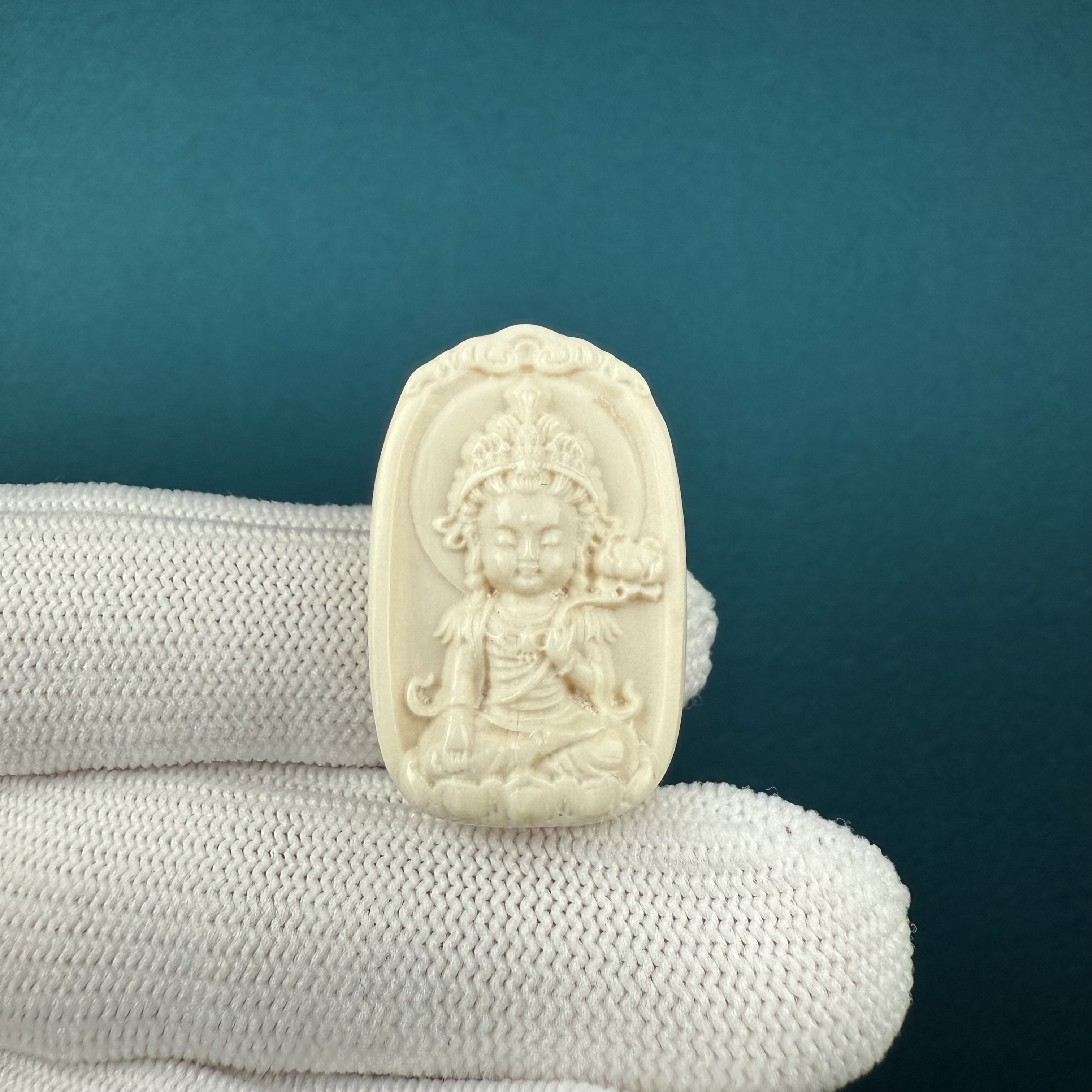 H40-24天然猛犸牙 雕刻 大势至约18.8*29*8.5mm支持鉴定假一罚十