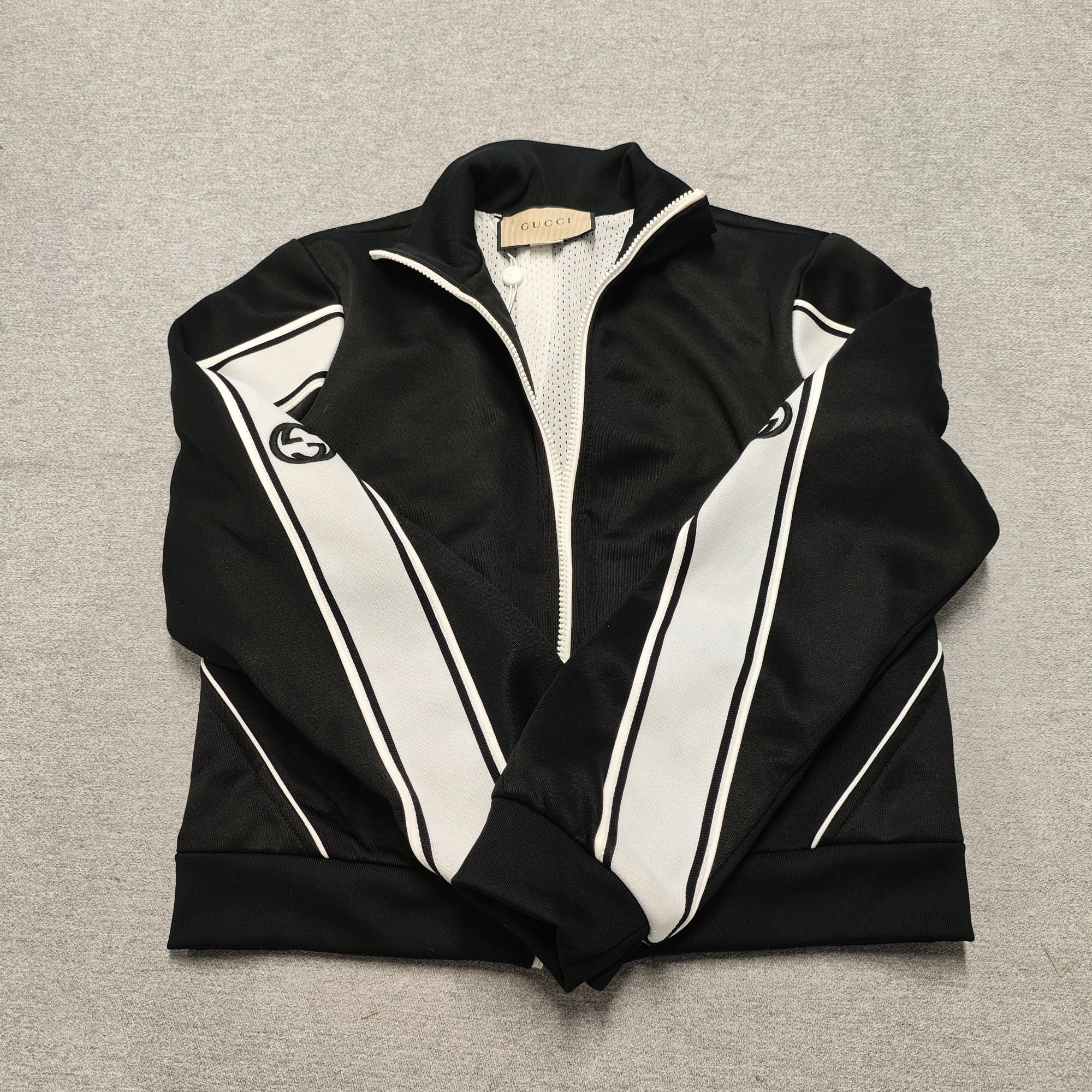 95新 GUCCI/古驰 麦殿/纯棉女士外套S码黑白拼色/250209ZYTYY125