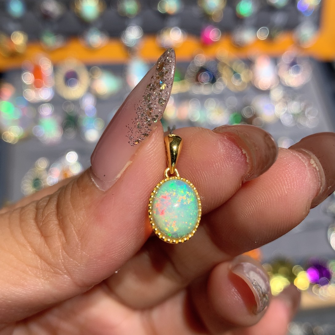 欧泊银S925镶嵌福利吊坠