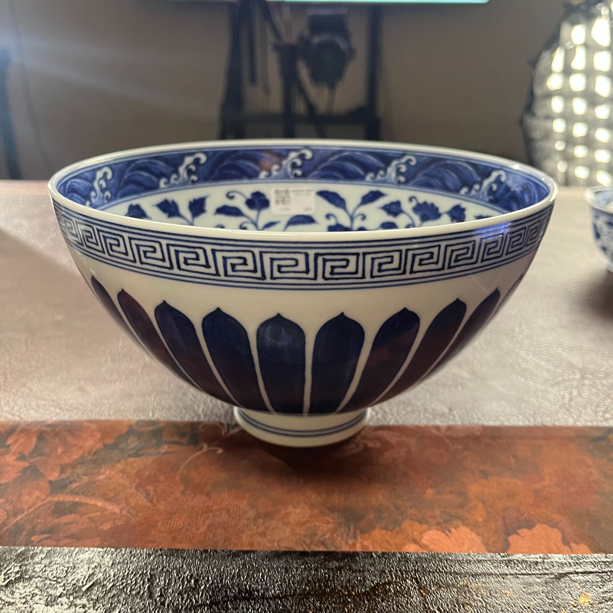 【景德镇陶瓷研究院】景陶院青花菊瓣纹鸡心大碗（等三个月）（jty408）