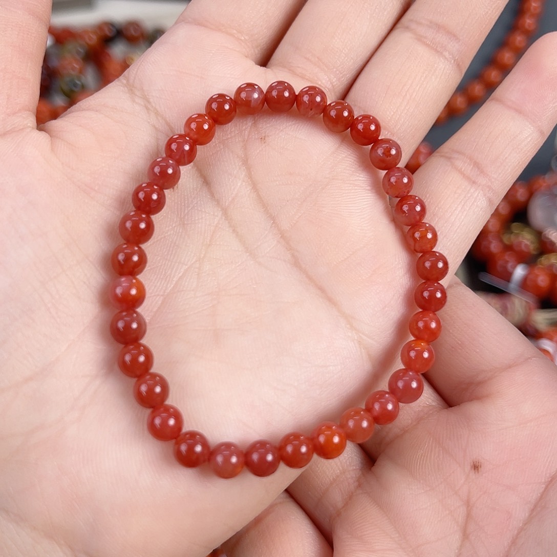南红玛瑙未镶嵌瓦西锦红圆珠单圈5mm