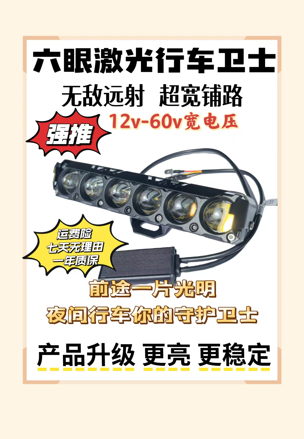 汽车LED射灯中网改装前杠辅助雾灯12V24伏摩托聚光远近光