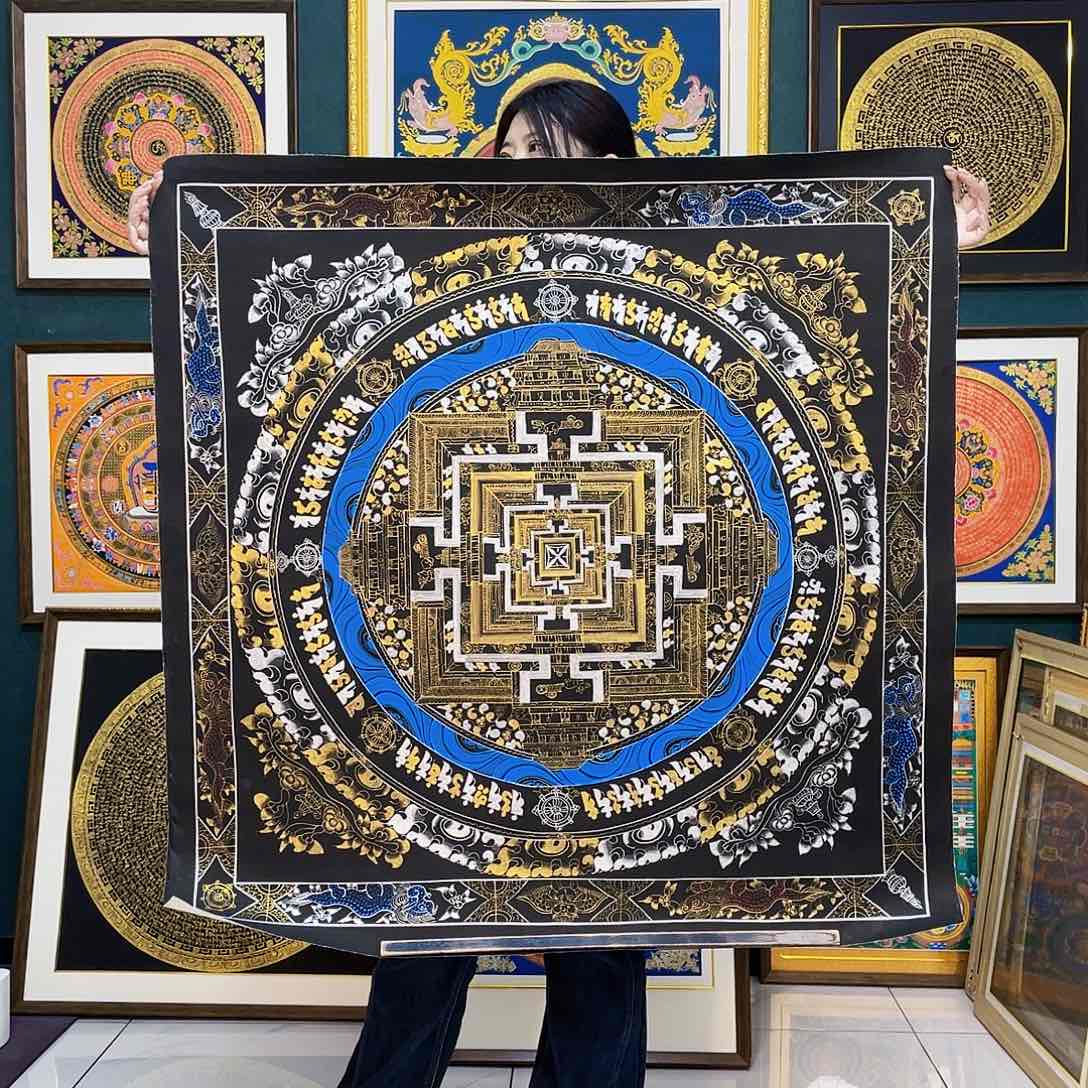 装裱画手绘唐卡1米时轮