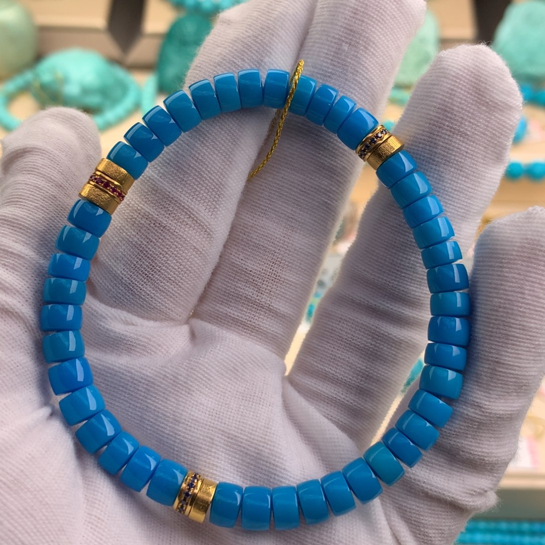 绿松石珠宝奇石18K金镶嵌