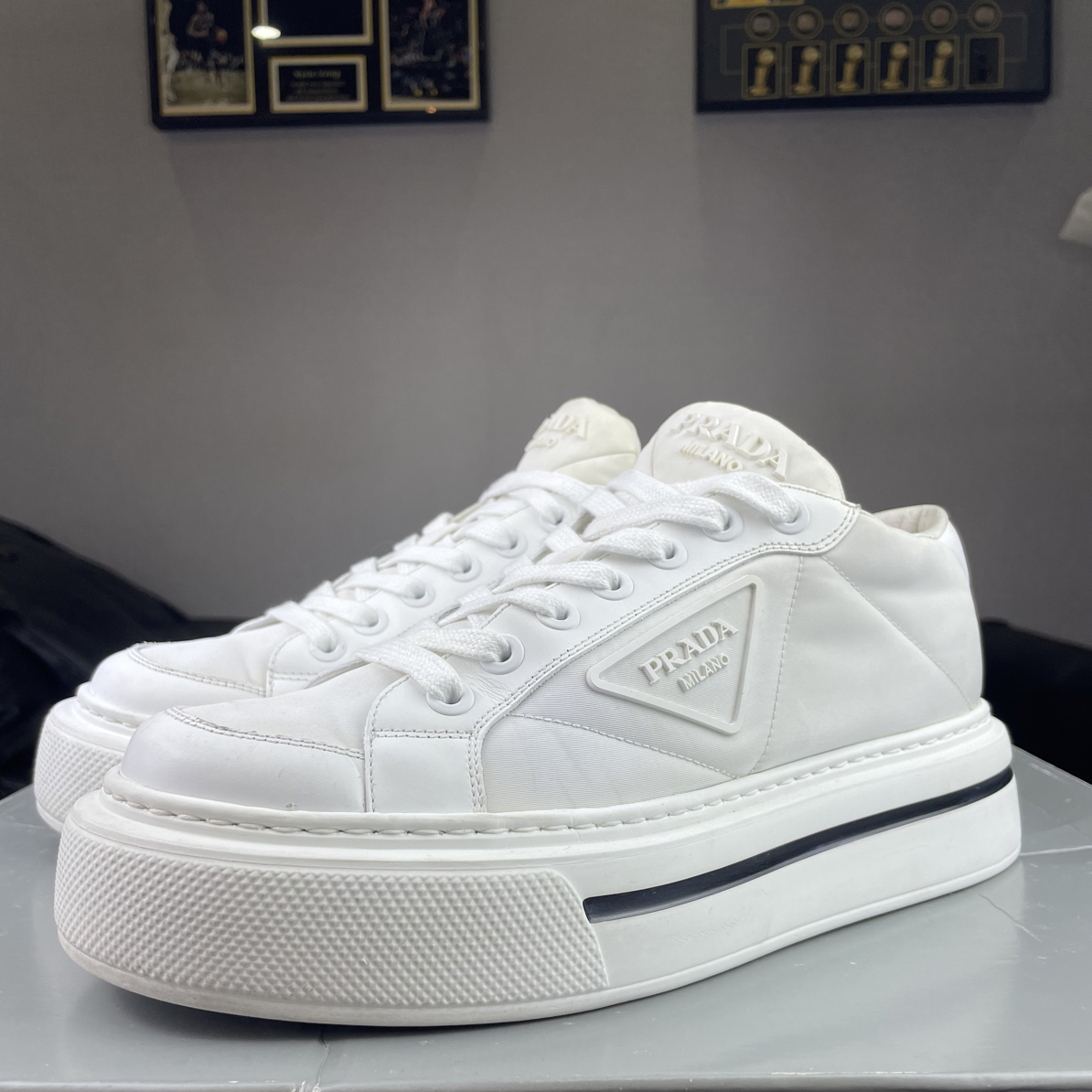 99新 Prada/普拉达 纯白松糕鞋40.5码配盒97新