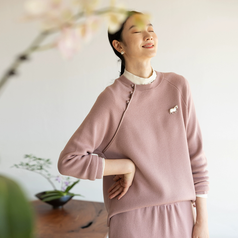 牧衣游原创 纯净羊毛毛织套头衫冬新款软糯简约复古文艺上衣 锦婳