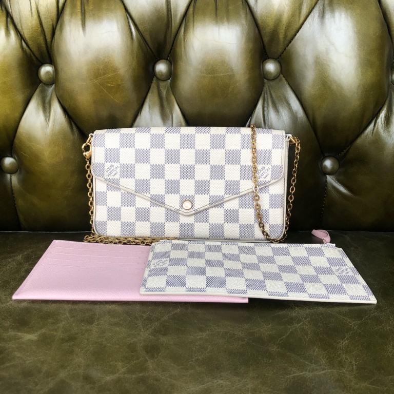 95新 LV 安洁利严选 LV白棋盘格三合一链条单肩包 WHZ501041H 