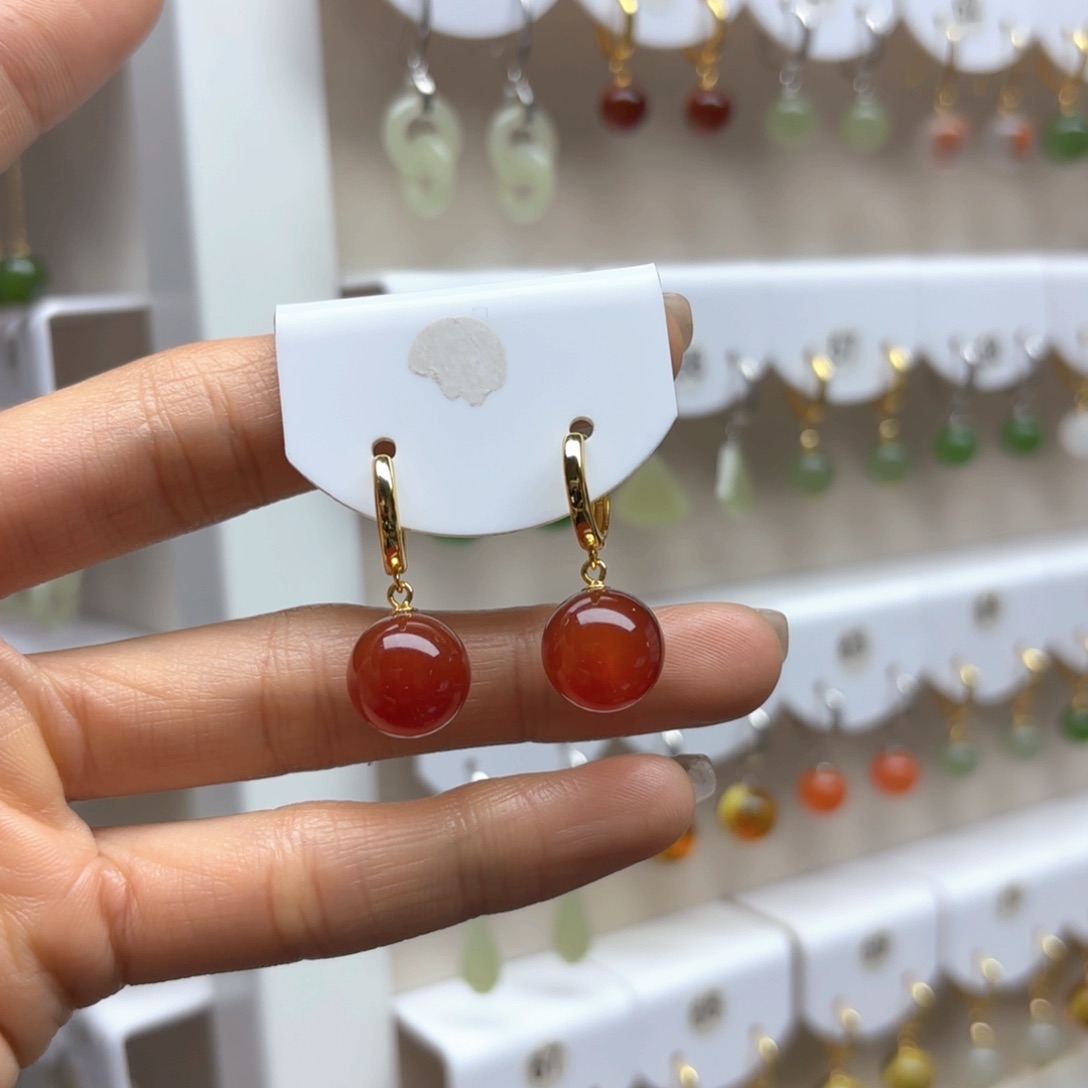 玛瑙/玉髓耳饰银S925镶嵌2