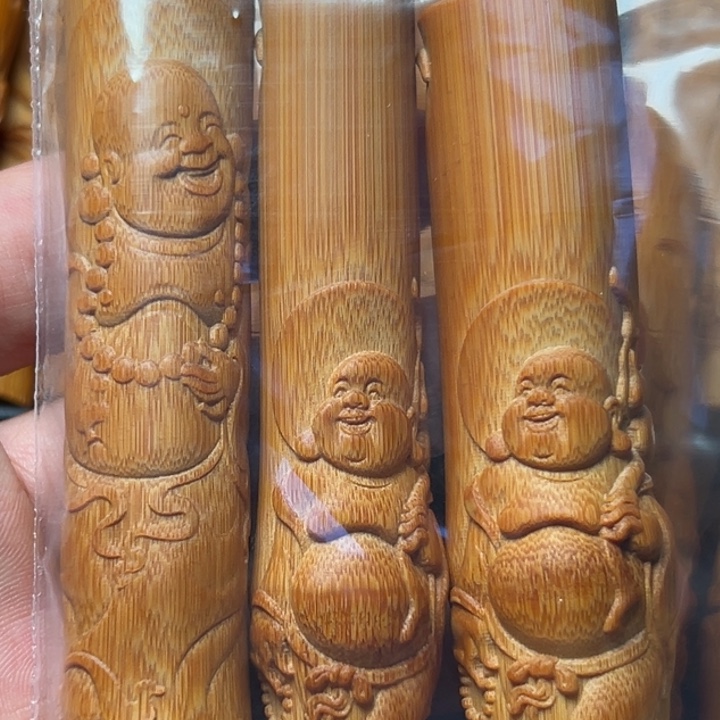 茶***坊实心竹雕刻手把件