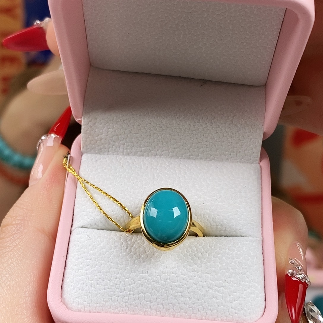 绿松石银S925镀金镶嵌珠宝奇石