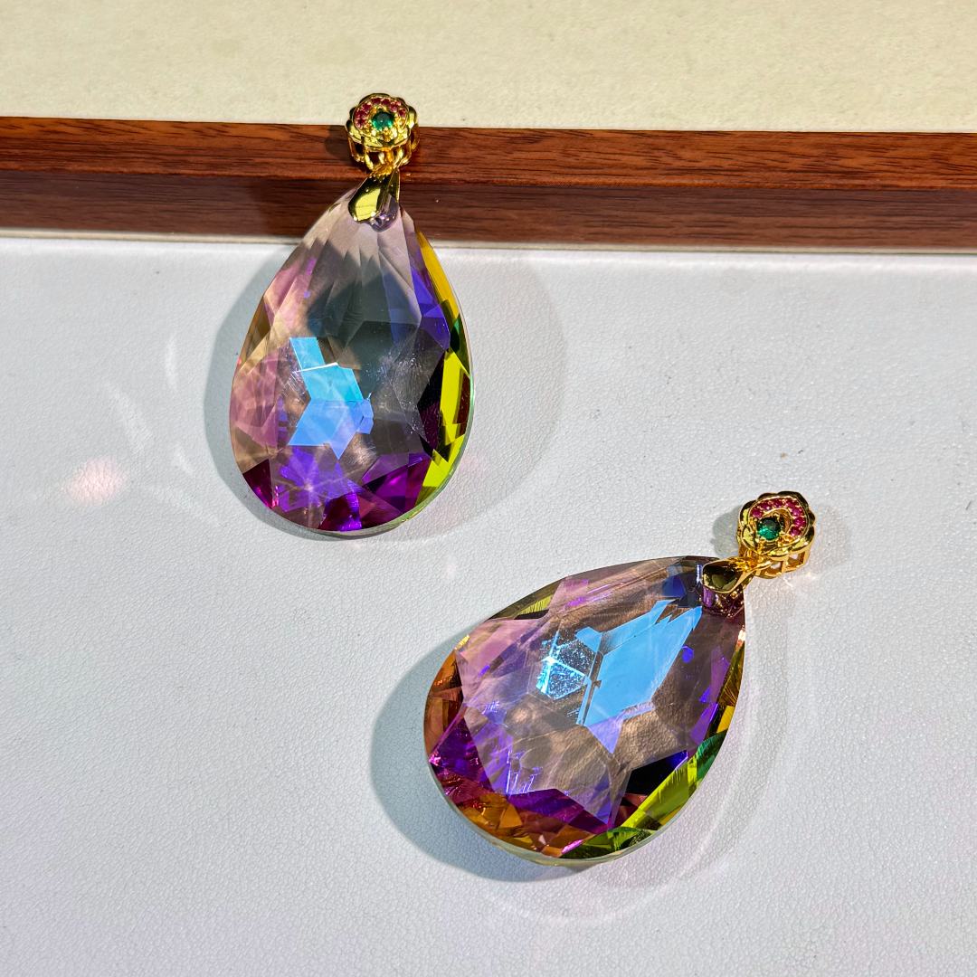 【国恩珠宝】P018-DIY配饰-七彩精美设计款裸面吊坠-多样性发其一