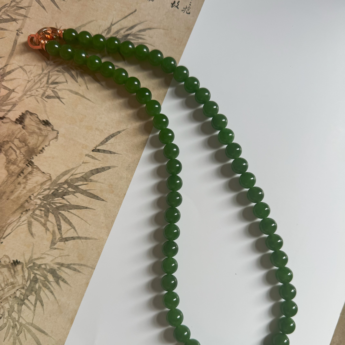 和田玉碧玉卡8mm妈妈链