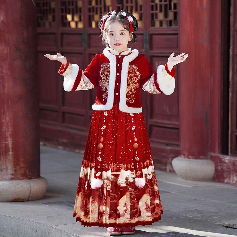 马面裙女童汉服2025新款秋冬儿童拜年服冬款过年新年衣服冬季唐装