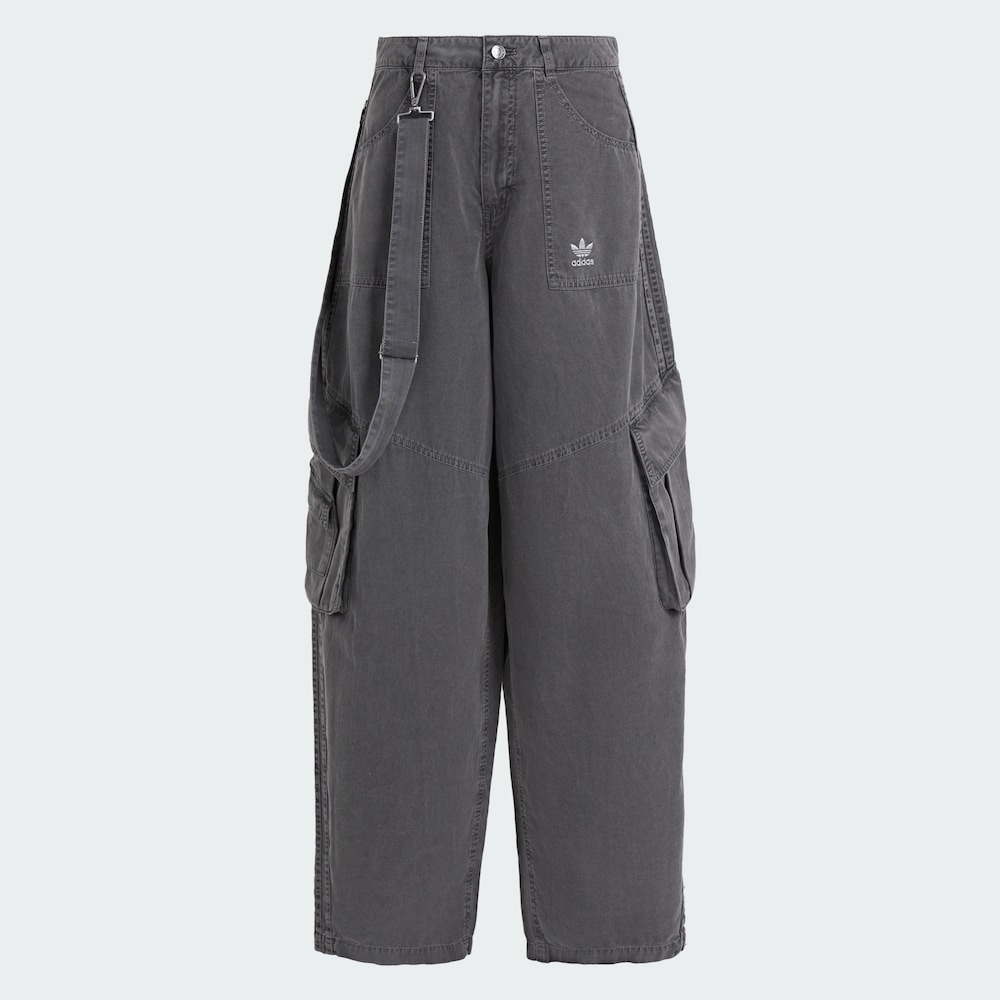 XPAdidas三叶草CURVED TROUSERS纯棉休闲梭织宽松运动裤 KH1180