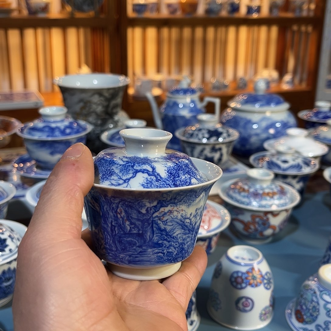 錡镇堂手工手绘盖碗