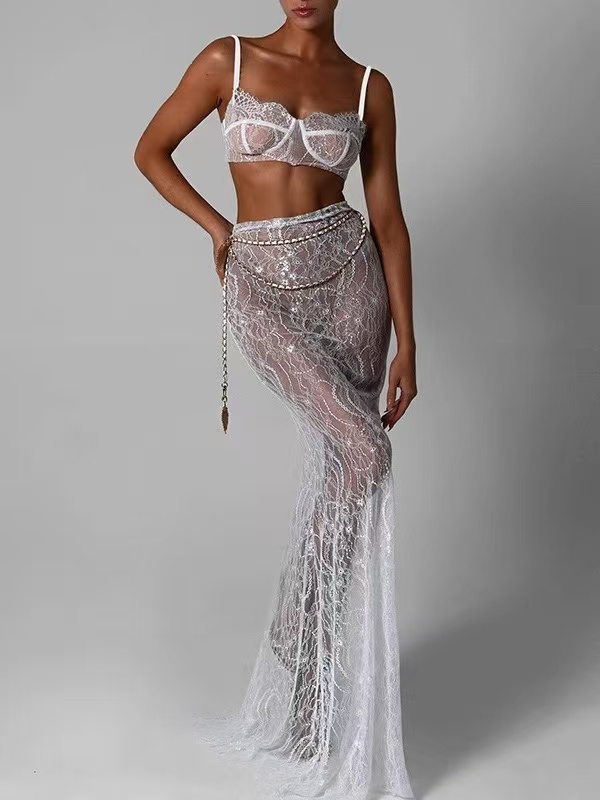 《直播专属》礼服长裙短裙摆吊带款半身裙裙套装性感连衣裙蕾丝女士