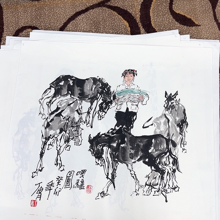 国画三尺斗方丁胄