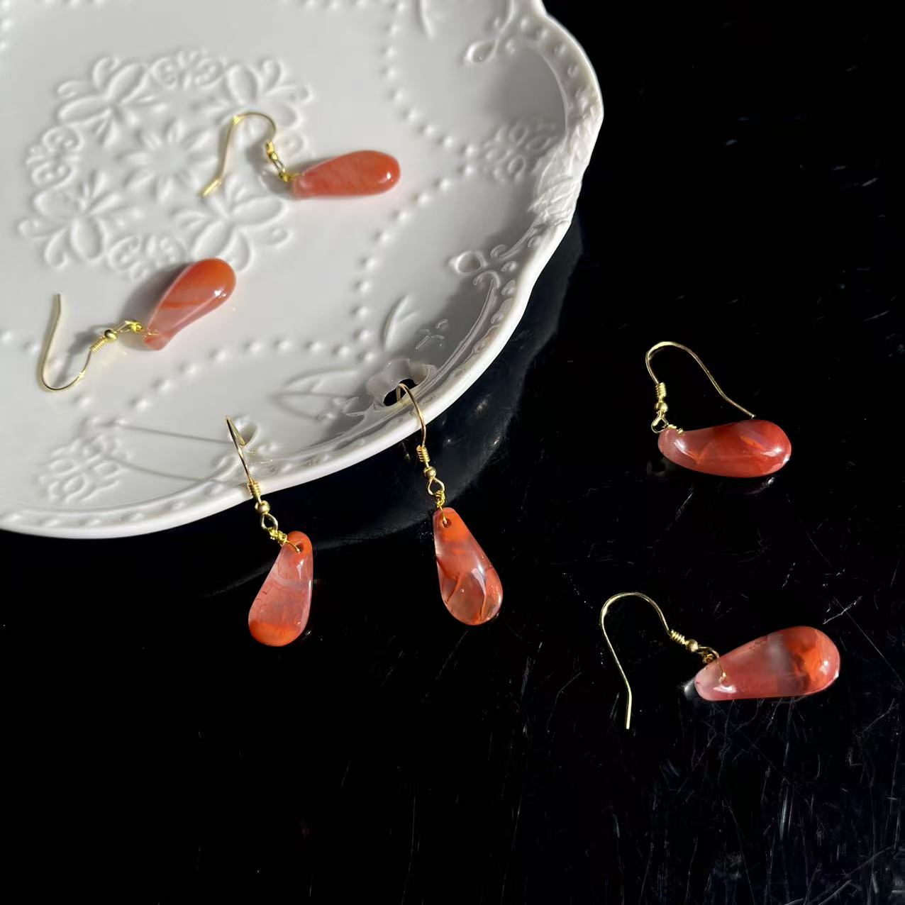 【大鱼甄选】南红耳钩女款耳饰XD56多样性发其一百搭礼物