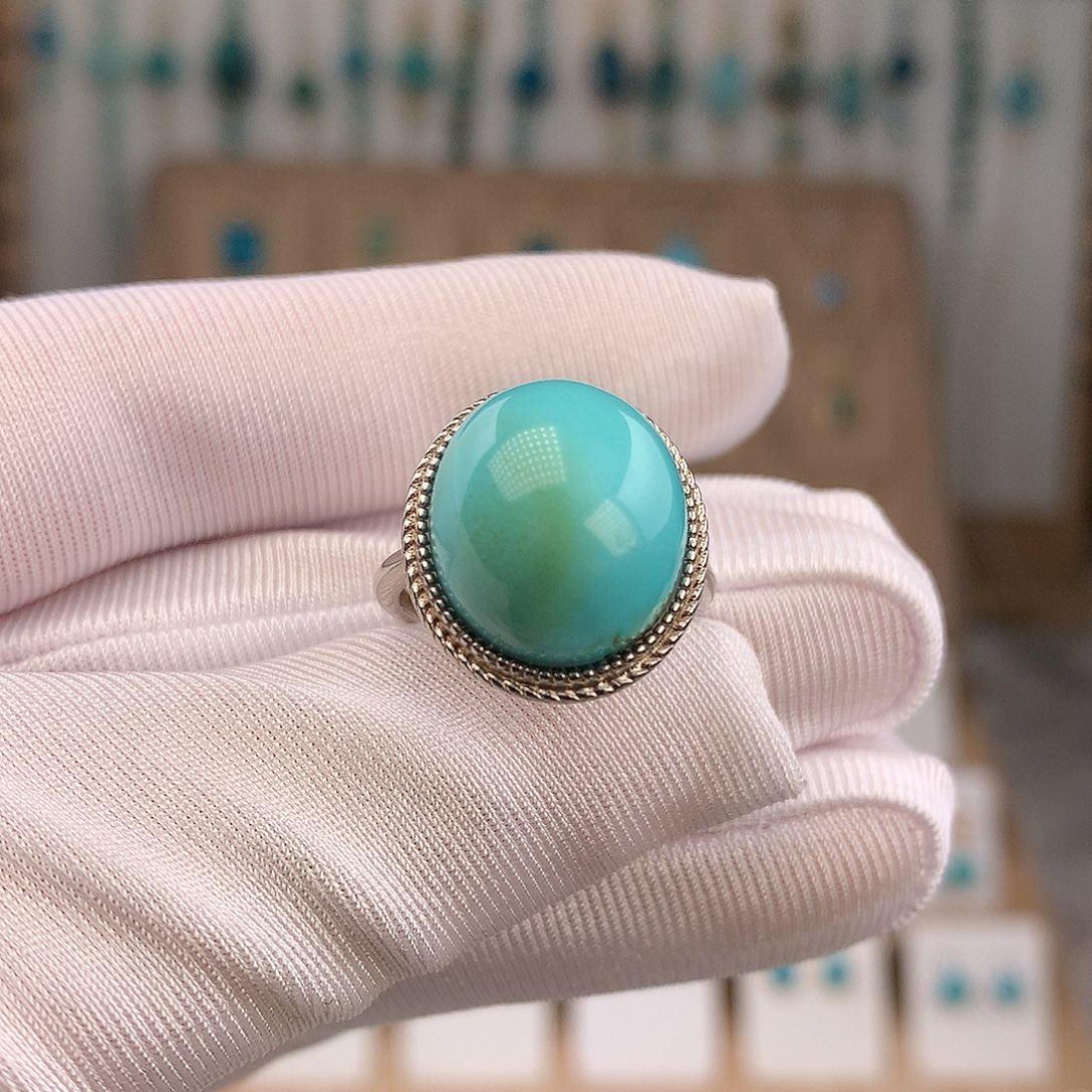 绿松石银S925镶嵌戒指