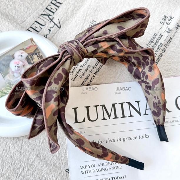 韩国东大门豹纹大蝴蝶结发饰发卡时尚宽边个性网红头箍头饰女潮