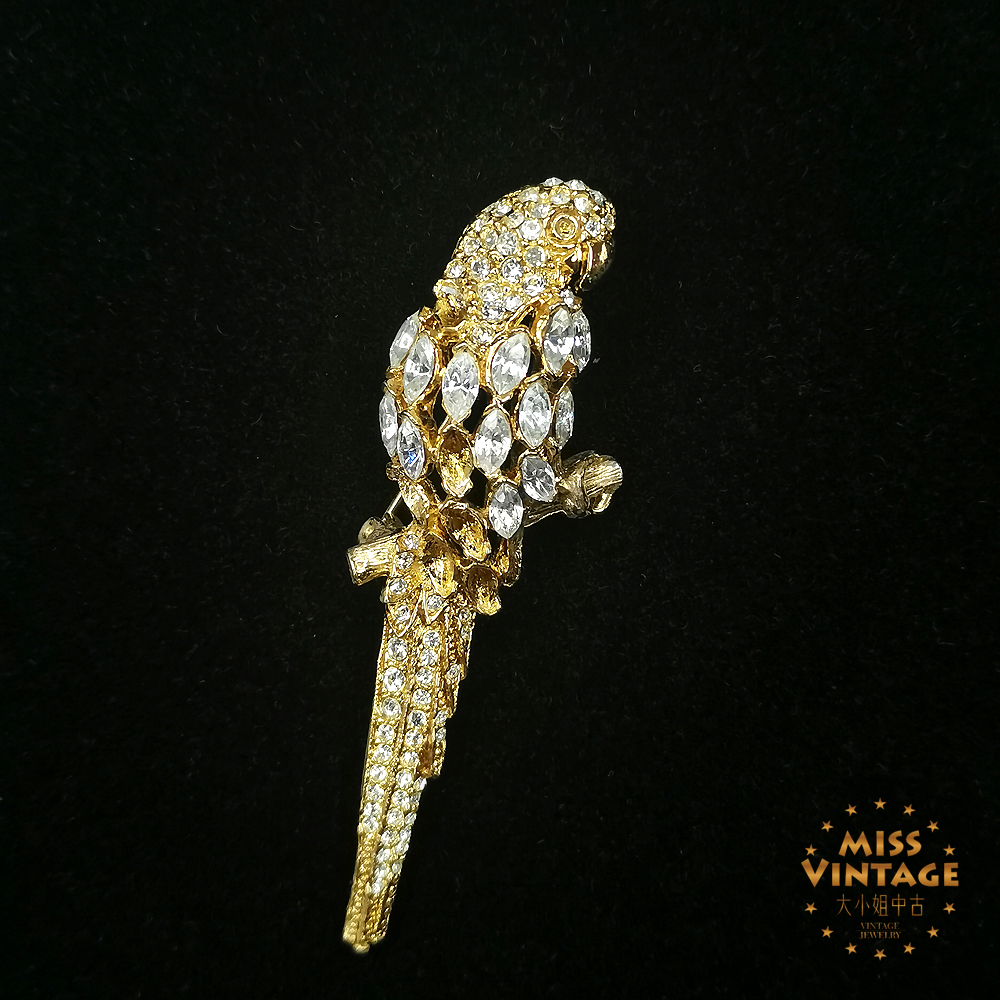 金色枝头鹦鹉胸针[2502041-056]