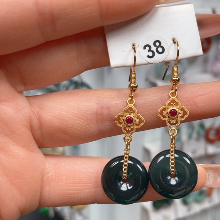 【闪购商品】翡翠耳饰银S925镶嵌耳姉