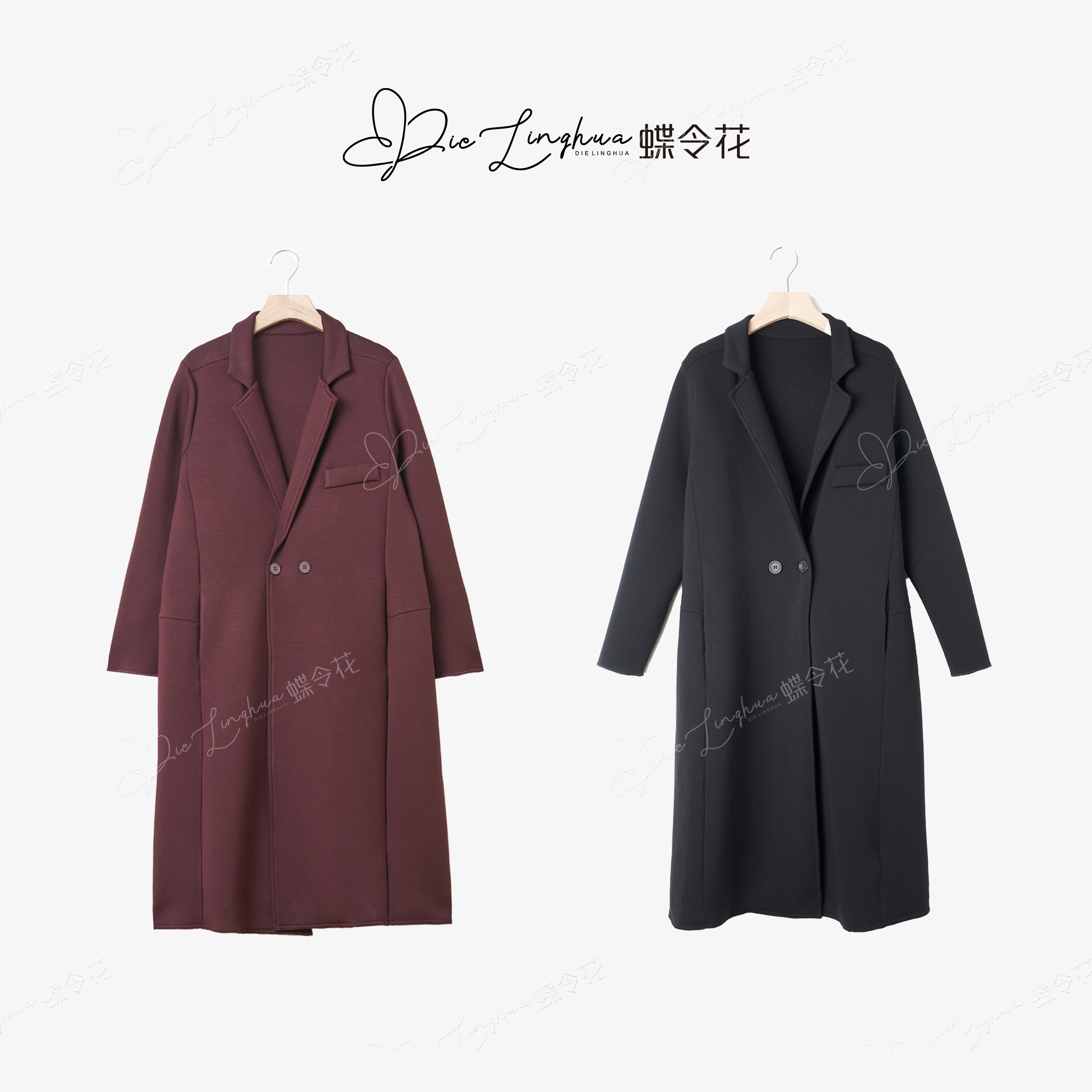 蝶令花【率性优雅】立裁长款西装外套23125