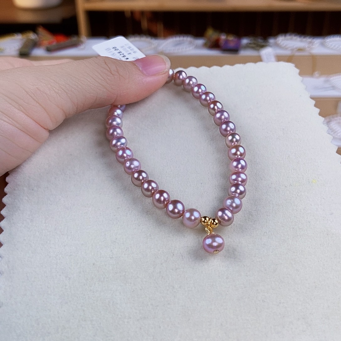 银S925镶嵌手绳淡水珍珠