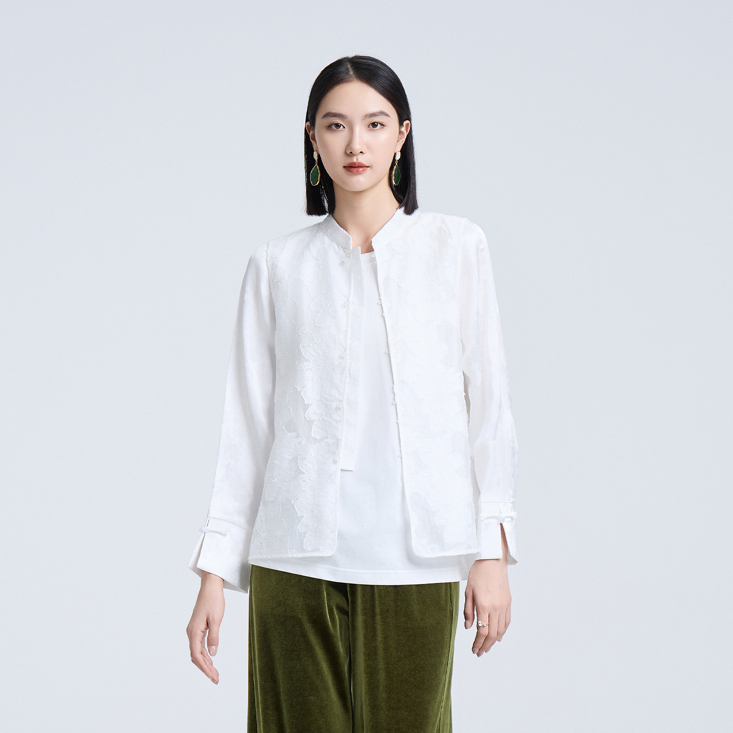 恩家秋提花常规款女装马甲复古薄款ESQV6B857