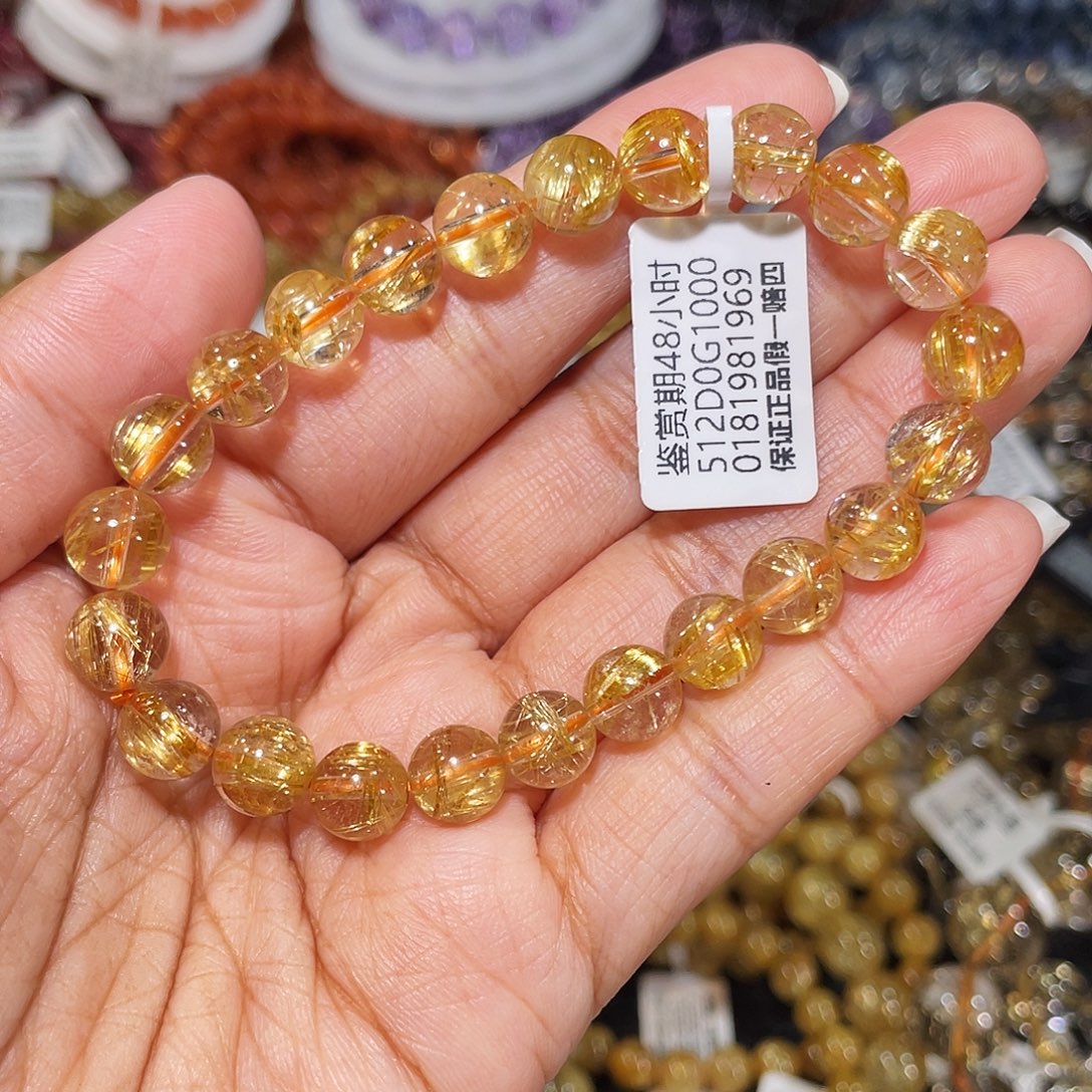 发晶未镶嵌手串钛金8m