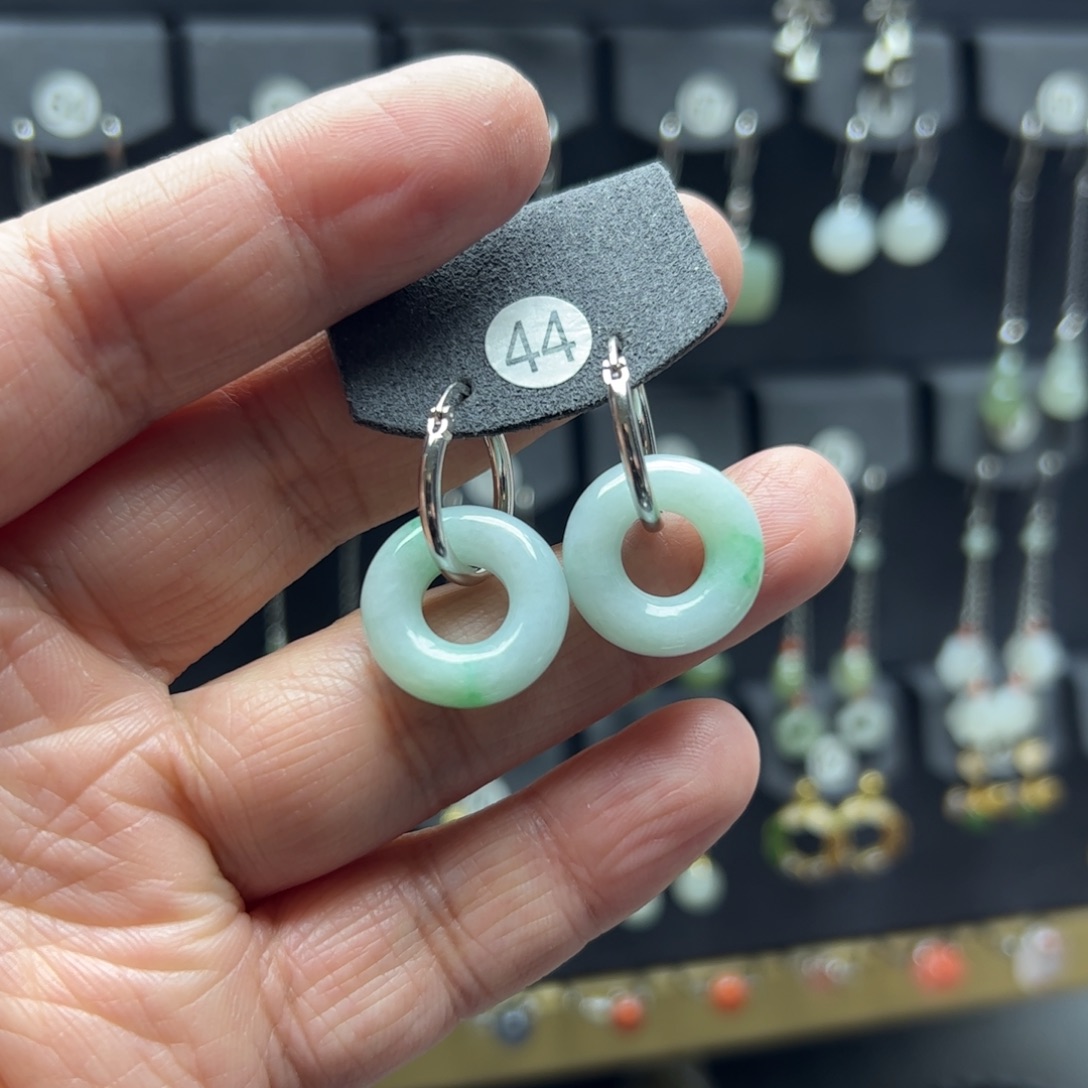 安***！翡翠银S925镶嵌耳饰