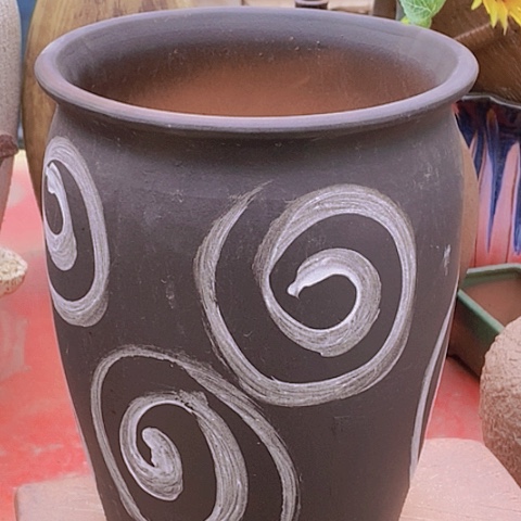 紫砂花盆口20高度25复古