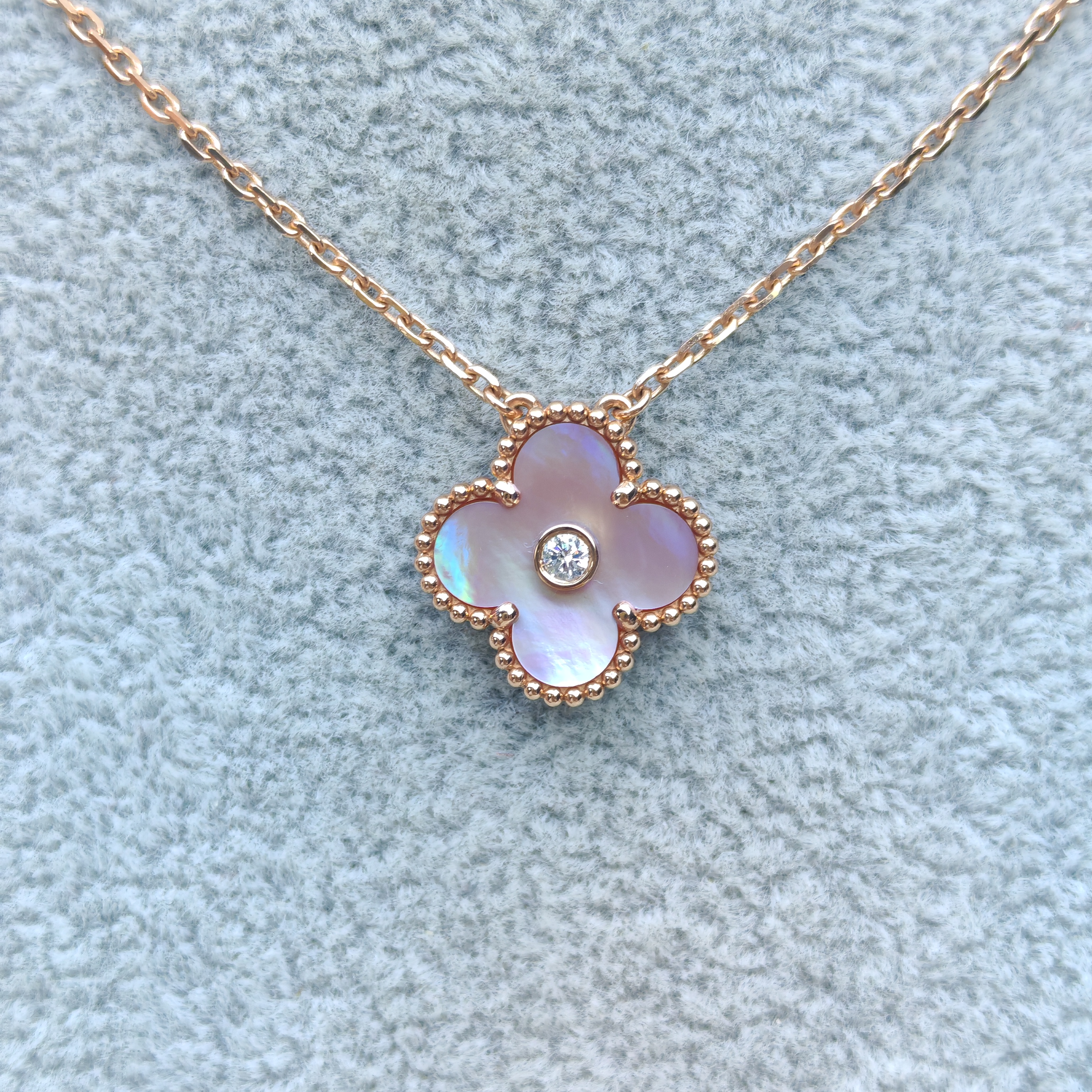 18k金 玫瑰金 25年圣诞限定 贝母项链1钻项链15mm