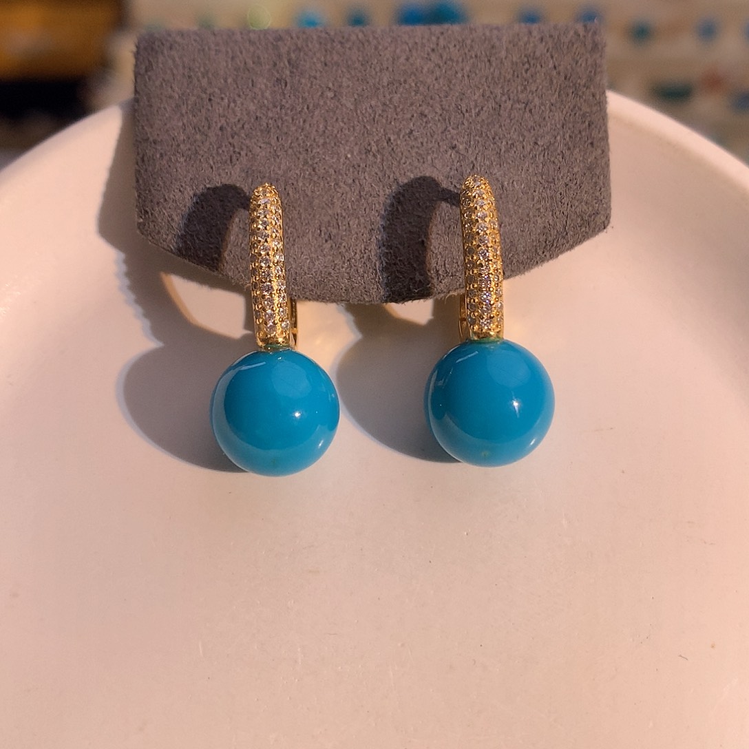 合金绿松石暴暴蓝耳环